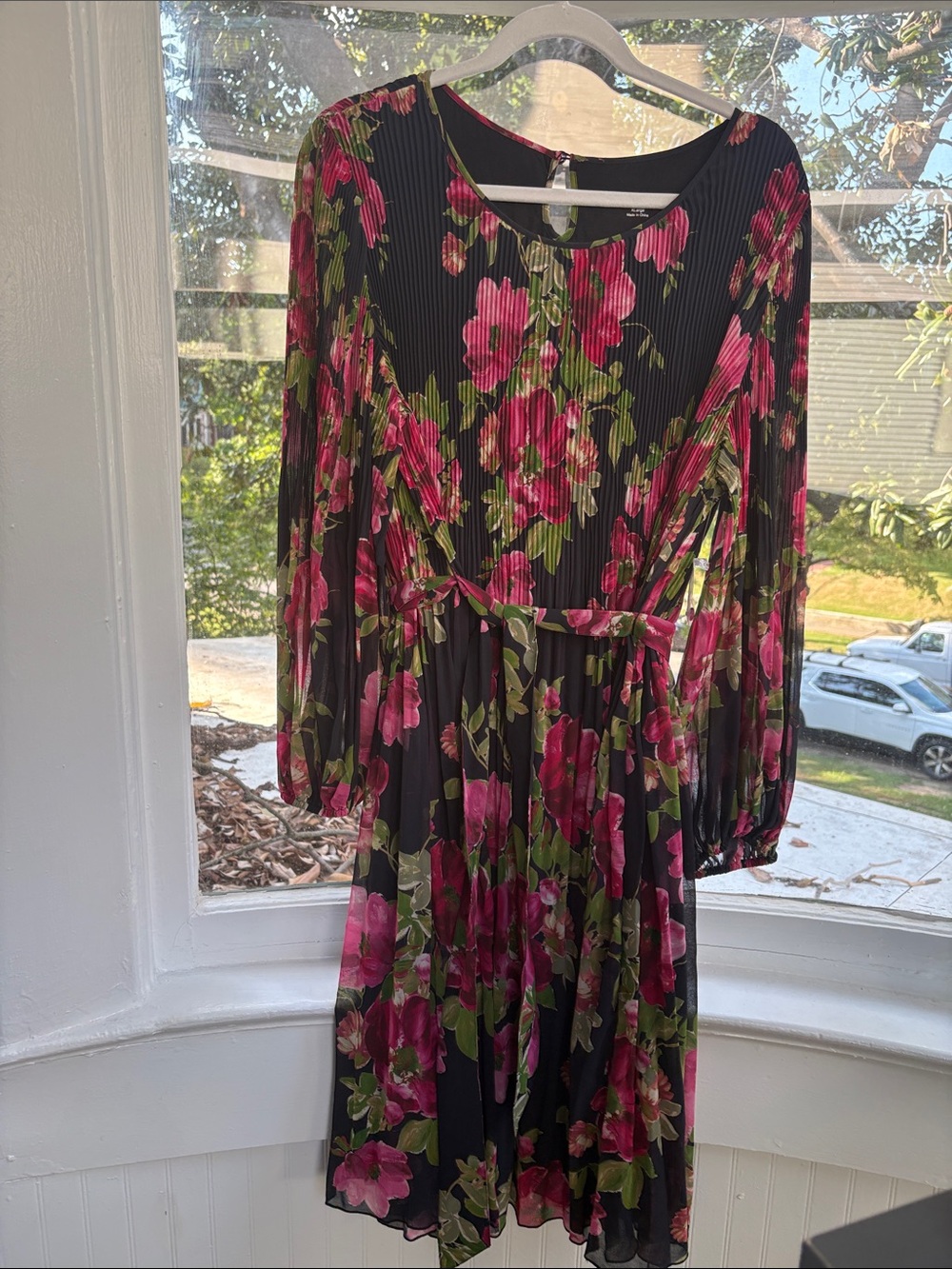 Soft Surroundings Black Dress with Pink Floral Print-XL